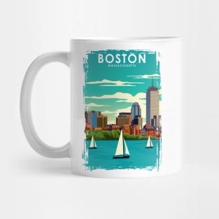 Boston Massachusetts Vintage Minimal Travel Poster Mug